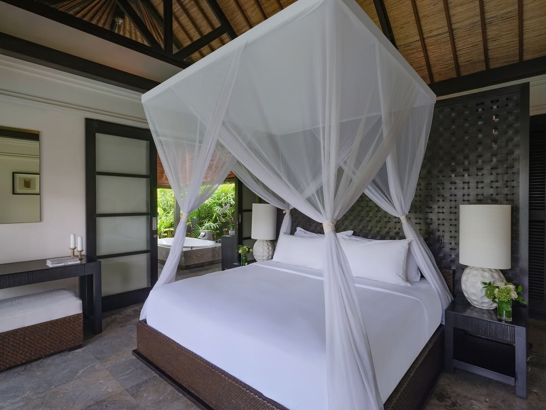 Elegant canopy bedroom inside a Peppers Seminyak villa